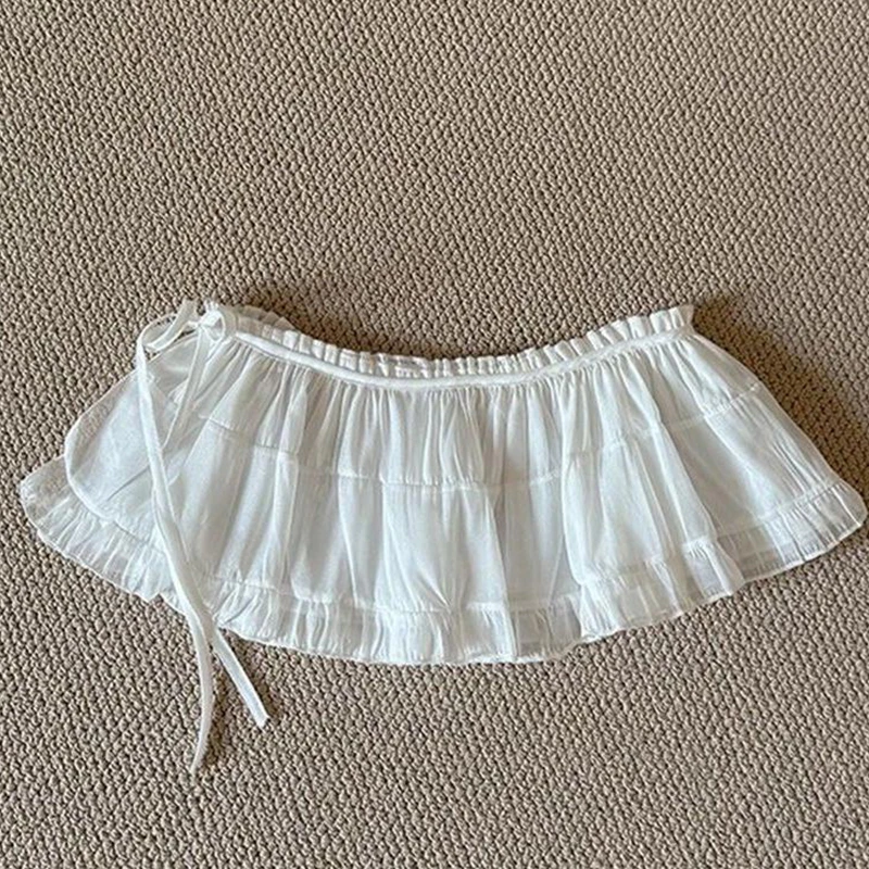 

Корейская летняя милая дизайнерская многослойная юбка трапециевидной формы со шнуровкой, закрывающая бедра, аксессуары