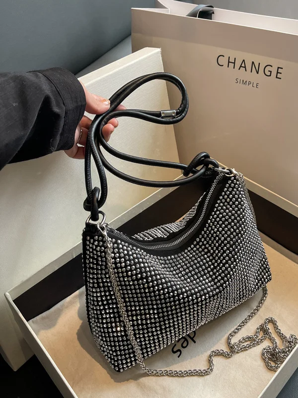 

Корейская женская сумка Sle iny Diamond, модная сумка через плечо с цепочкой, универсальная сумка на одно плечо, сумка для подмышек