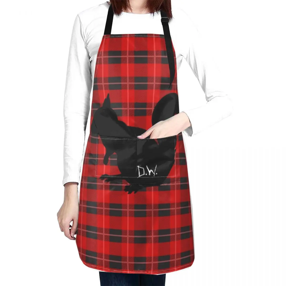 deano the squirrel - plaid/black Apron women's kitchens carpenter Apron