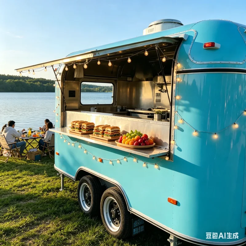 Smart Design Food Trailer Concession Cart With Under Counter Storage Drawers For Space Maximization Professional Catering Pro