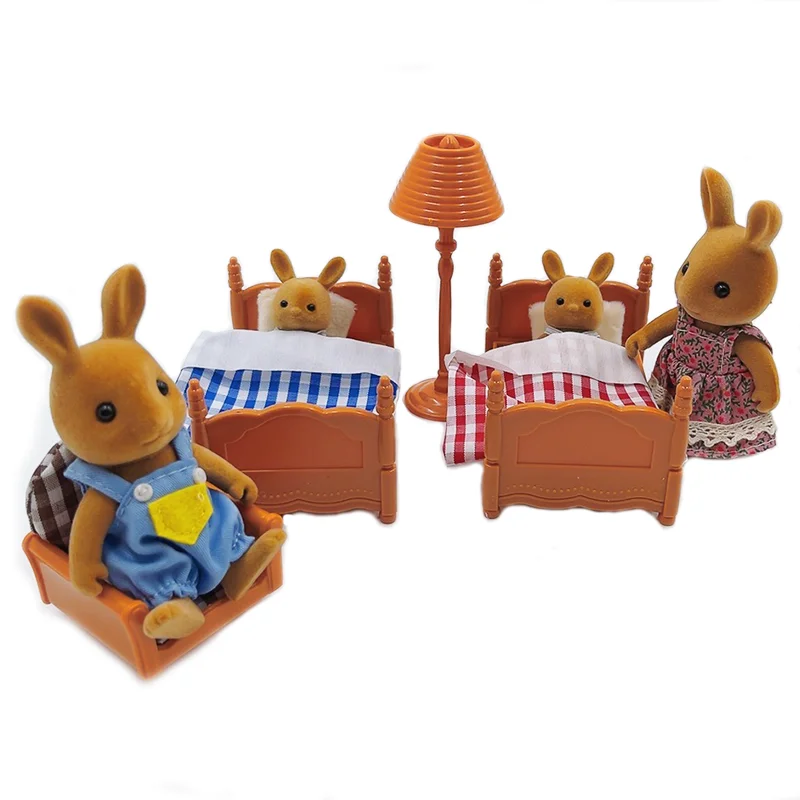 1:12 인형의 집 미니어처 가구 DIY 장난감 세트 숲속 가족 소년 소녀 역할 놀이 가구 장난감 크리스마스 생일 선물