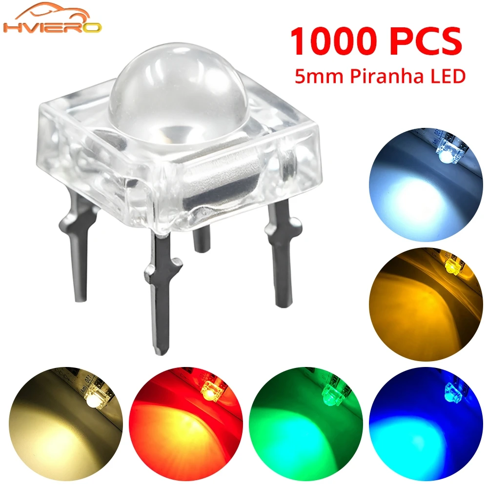 1000Pcs 5mm F5 White Red Green Blue Light Beads Dome Flux Water Clear Piranha Emitting Diode Led Car Lamp Bulb Diodes