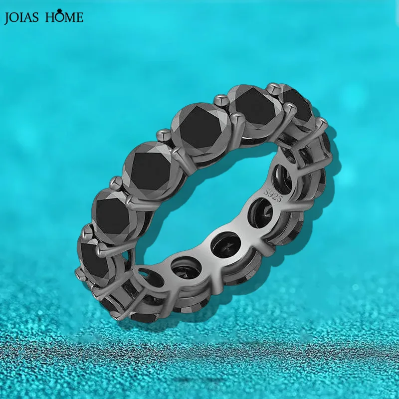 JH 5 مللي متر 925 فضة خاتم أسود للنساء الرجال القوطية الهيب هوب خاتم الزواج الأسود فارس D VVS1 غرامة مجوهرات مختبر الماس #1