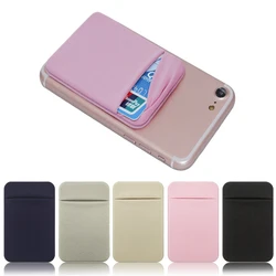 Elastic Stretch Lycra Adhesive Mobile Phone Wallet Case Credit ID Card Holder Pocket Stick On 3M Adhesive Pocket Purse Pouch