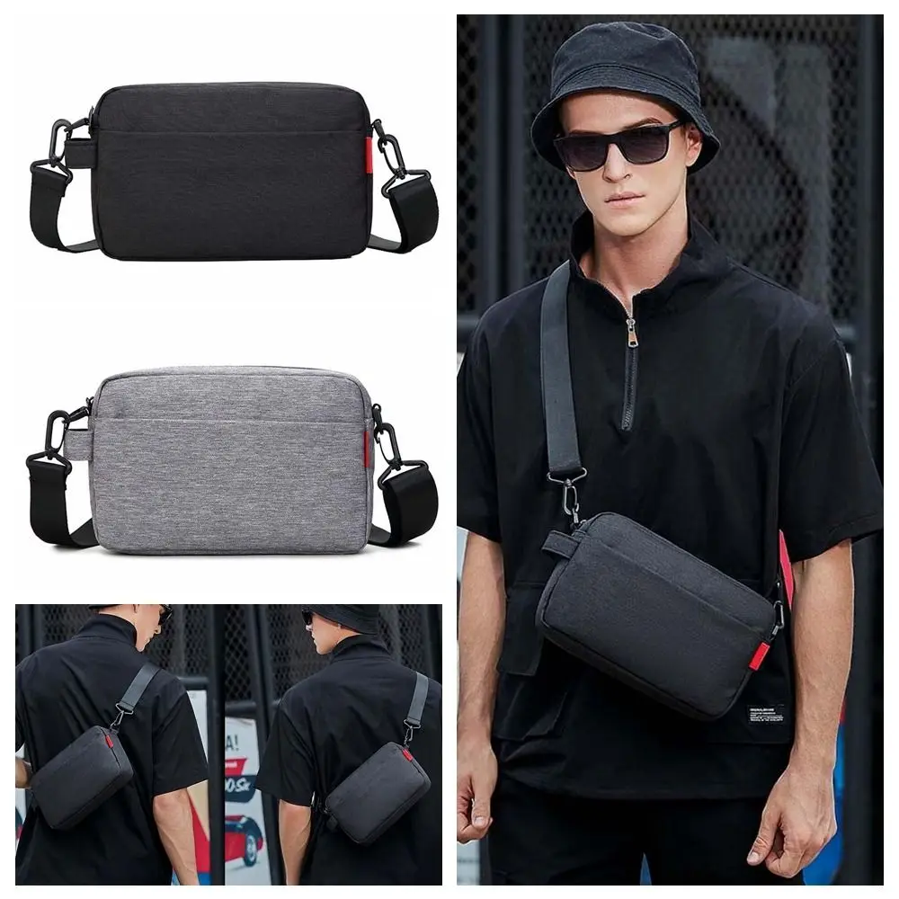 Oxford Cloth Men's Crossbody Bag Large Capacity Black Waterproof Shoulder Bag Multi Functional Smooth Outdoor Travel Pouch Daily