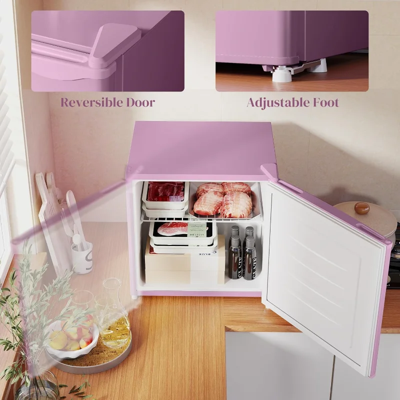 HOMCOM Mini Freezer Countertop، 1.1 قدم مكعب، فريزر عمودي مدمج مع أرفف قابلة للإزالة، باب قابل للعكس للمنزل، النوم