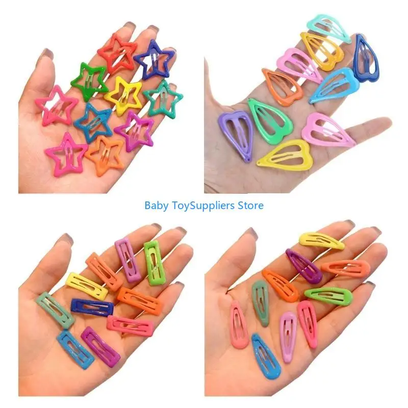 

R1WF Hair Clips Noctilucent Hair Barrettes Star/Heart/Square/Drops Shapes Metal Hair Clips for Girls Toddlers Kids