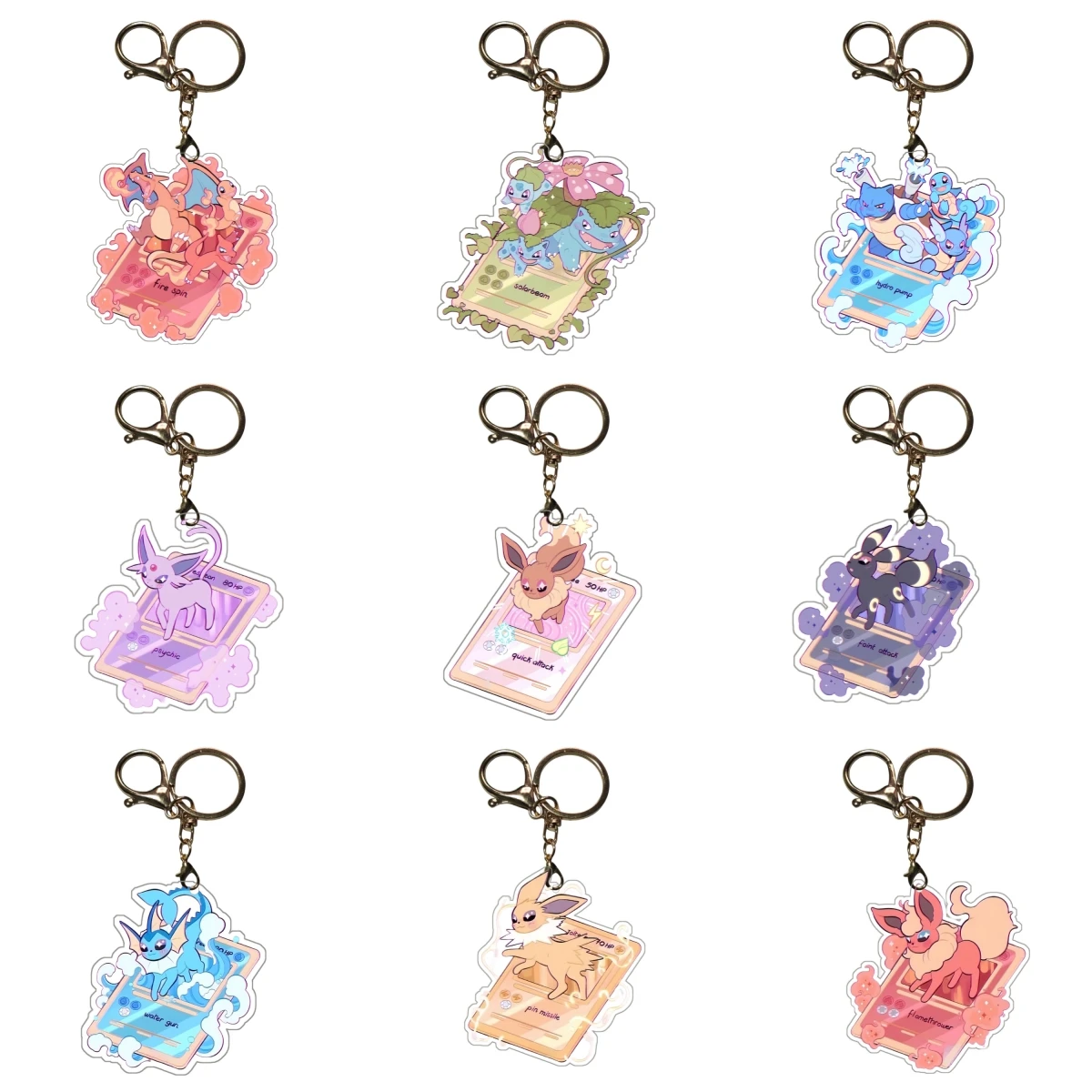 Pokemon Charizard Gengar Venusaur Eevee Umbreon Flareon DIY Acrylic Keychain Pendant Anime Classics Game Collection Toy Gift