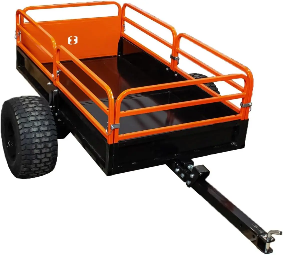 Impact Implements Heavy Duty 1500lb Utility Cart Cargo Trailer. Solid Raised Sides & Tailgate for Increased Capacity