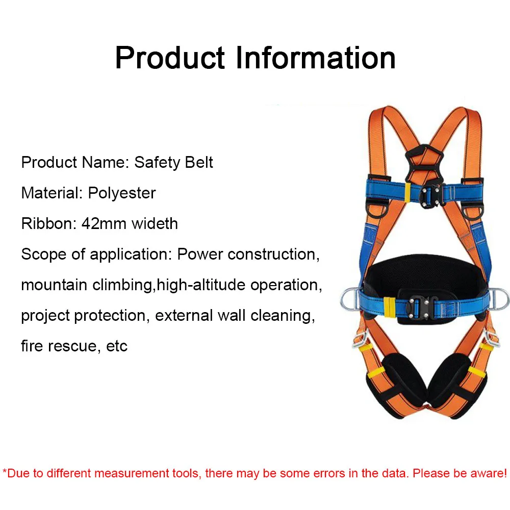 Five-point High Altitude Work Safety Belt Full Body Safety Harness for Outdoor Rock Climbing Training Wear-resistant Safety Rope