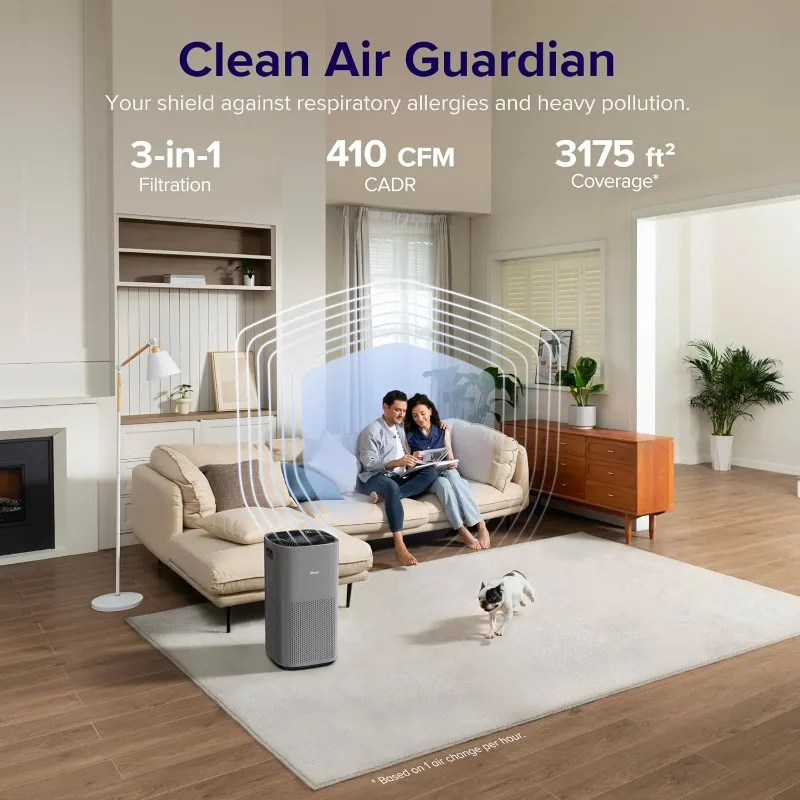 Purifiers for Home Large Room, Covers Up to 3175 Sq. Ft with Smart WiFi, PM2.5 Monitor, 3-in-1 for Smoke