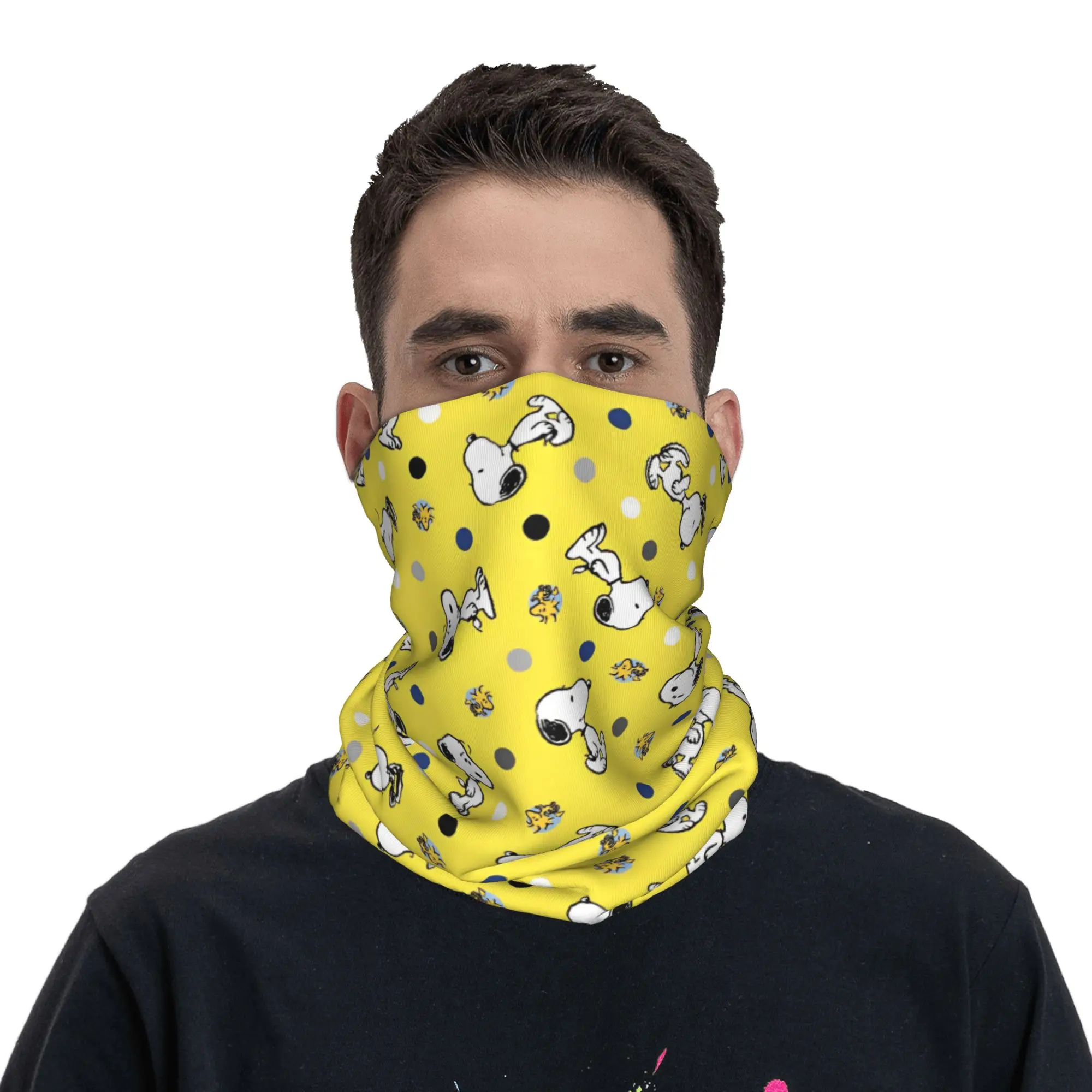 Yellow Snoopys Woodstock Bandana Neck Gaiter Printed Cartoon Mask Scarf Warm Cycling Scarf Hiking Unisex Adult Breathable view 2