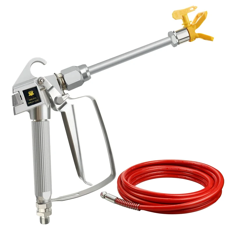 Airless Spray Gun with 10 Inch Extension Pole & 33 Feet Airless Paint Sprayer Hose，one  517 Tip，Spray Gun for Painting