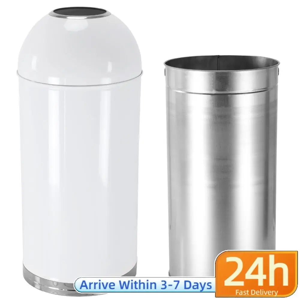 

58L Heavy-Duty Metal Garbage Cans with Removable Inner Bucket Bullet Outdoor Trash Bin for Home Office Restaurant Commercial Use