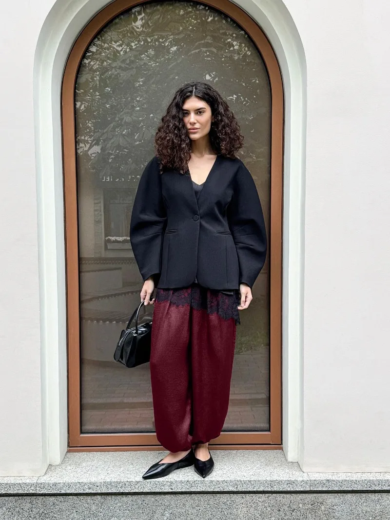 

Модные облегающие брюки-фонарики KEXU нового стиля, однотонные, для повседневной носки и офиса