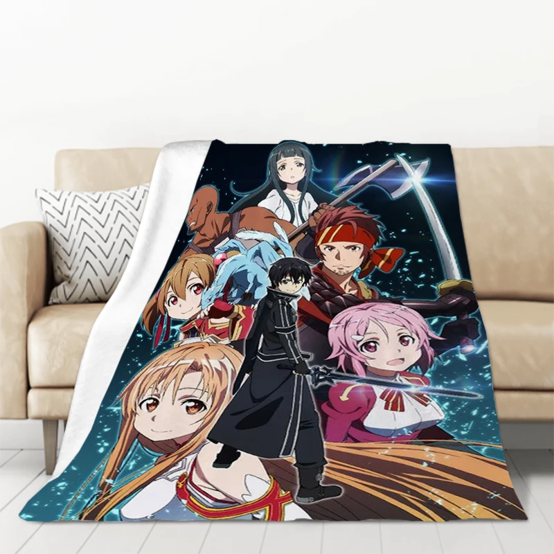 

Sword Art Online Blanket Furry Bed Blankets and Throws Plush Plaid on the Sofa Microfiber Bedding Bedspread Throw Knee Baby Home