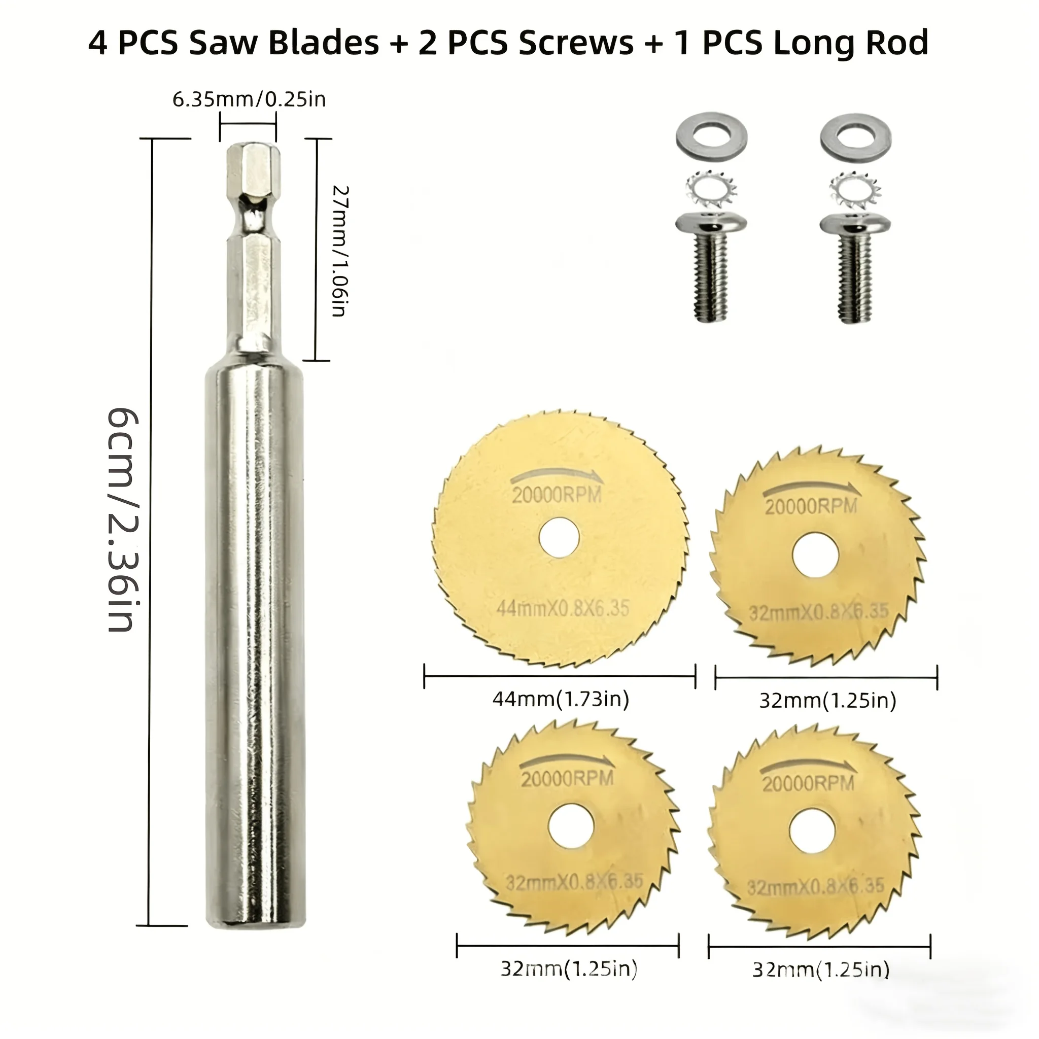 1/4'' Hex Shank Titanium Coated Rotary Saw Blades 4PCS HSS Cutting Disc Wheels for Rotary Tool