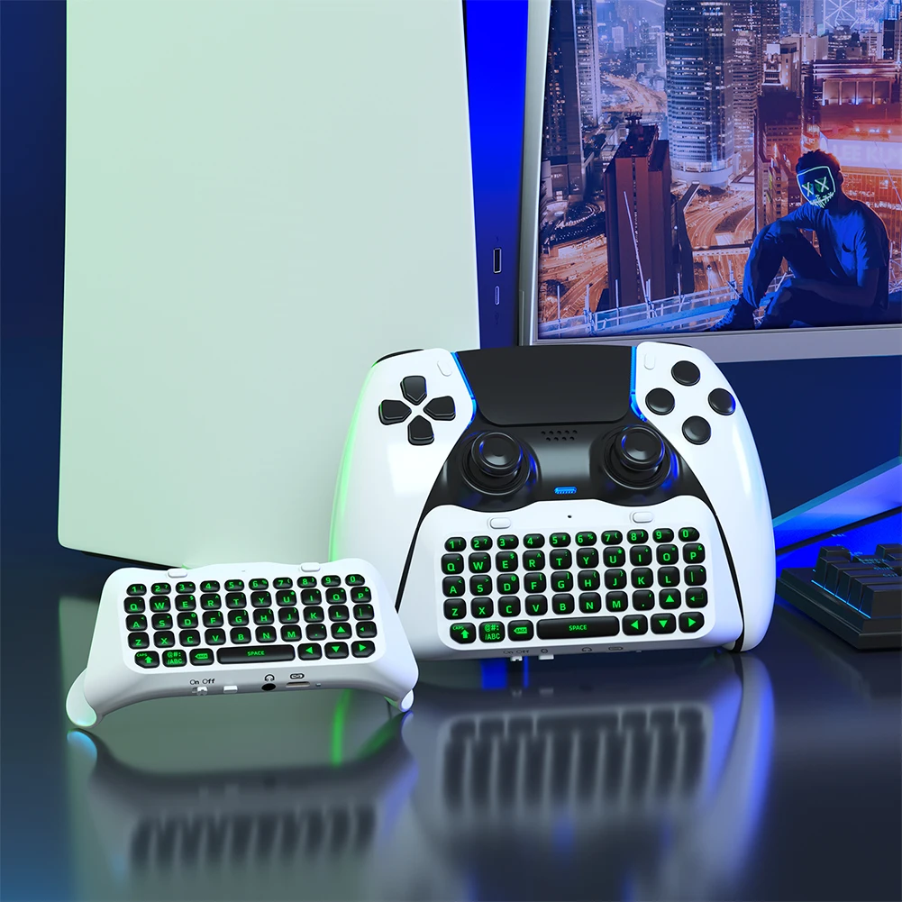 

Mini Keypad Chatpad Bluetooth-Compatible Wireless Gaming Keypad Green Backlight Built-in Speaker for Elite Handle