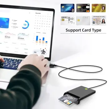 قارئ بطاقات ذكي متعدد الوظائف محمول بمنفذ USB 2.0، سهل الاستخدام وبسعر مناسب، متوافق مع أجهزة الصراف الآلي، وبطاقات الهوية، وبطاقات SIM المصرفية. 12 best sales قارئ الهوية - №2