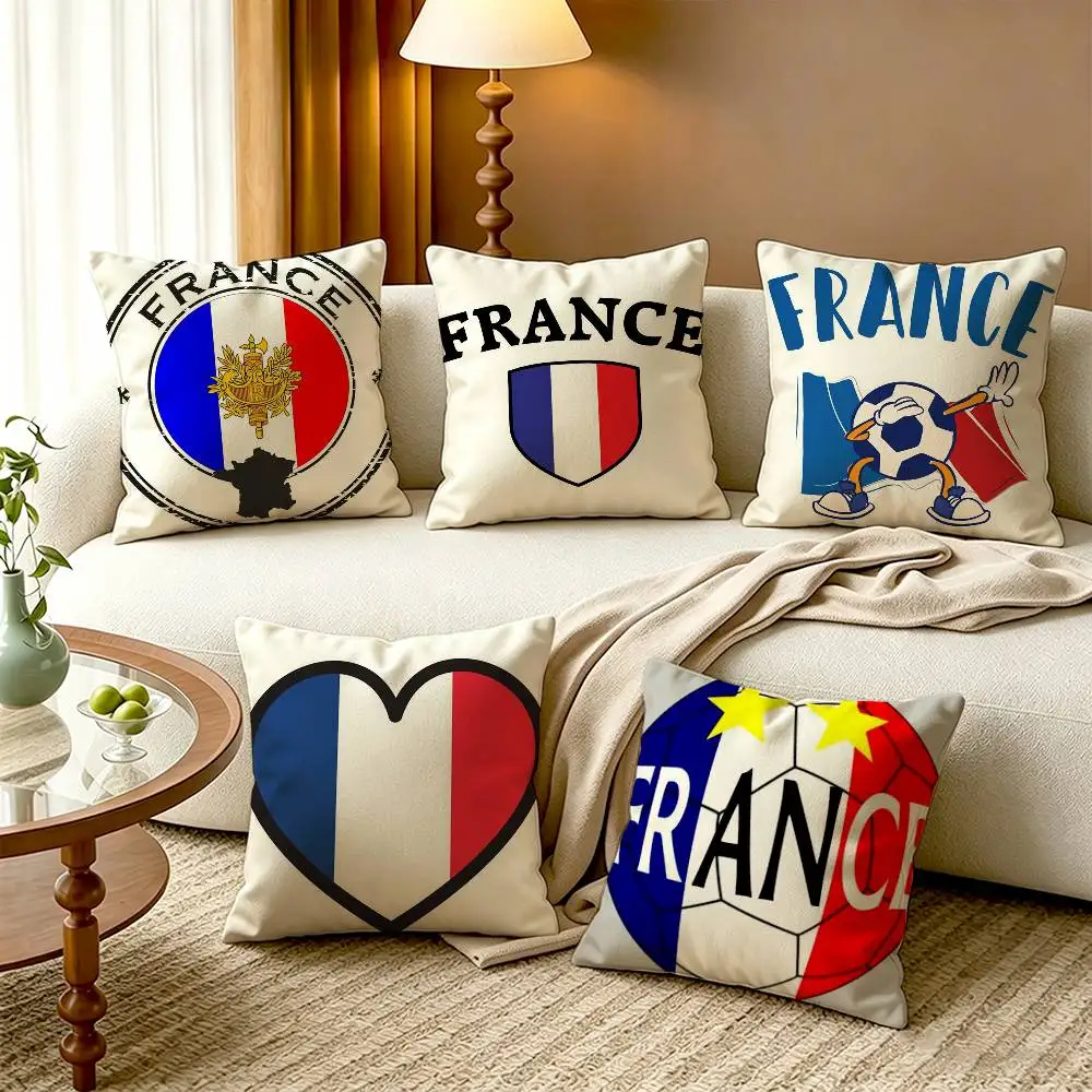 

F-France Flag Cotton Linen Square Pillow Covers Home Decor Gifts