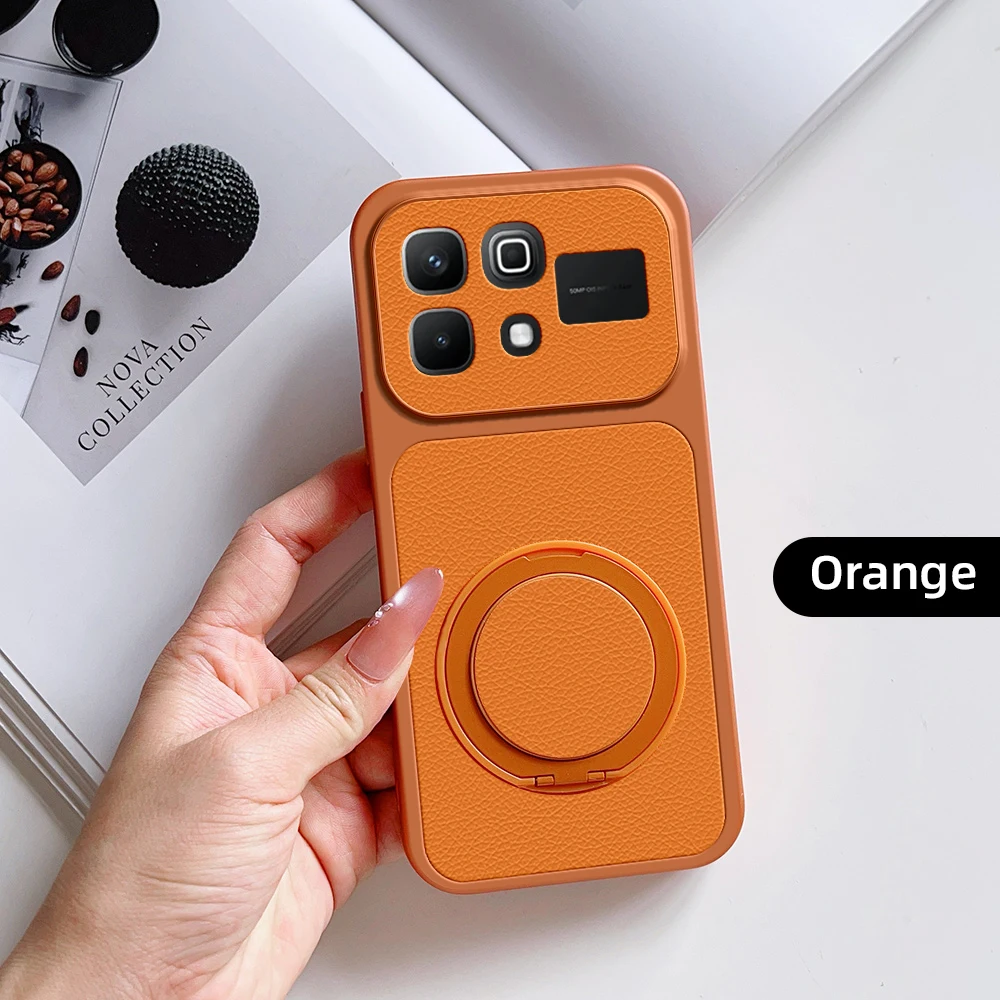 New Fashion Multi‑Angle Rotatable Kickstand Phone Case For Infinix Note 60 Pro Note60 Ultra PU Leather Texture Shockproof Cover