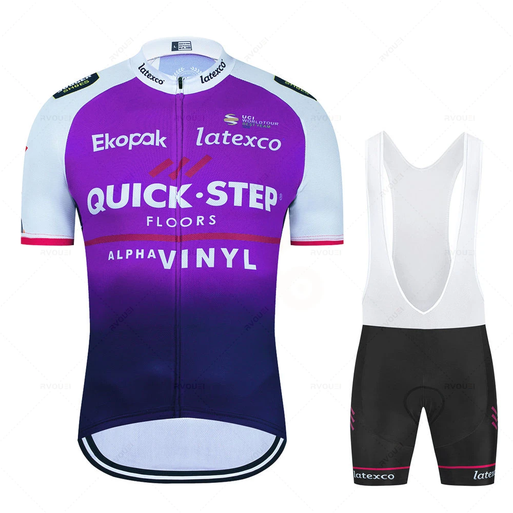 New QUICK STEP Cycling Jersey 2024 Triathlon Bike Set Short Sleeve Breathable MTB Maillot Ropa Ciclismo Summer Bicycle Clothing