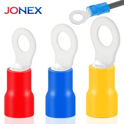 50PCS Ring Crimp Terminals Electrical Wire Connector M4/M5/M6 Round Insulated Ferrule Lugs For Quick Splicing Cables Connection