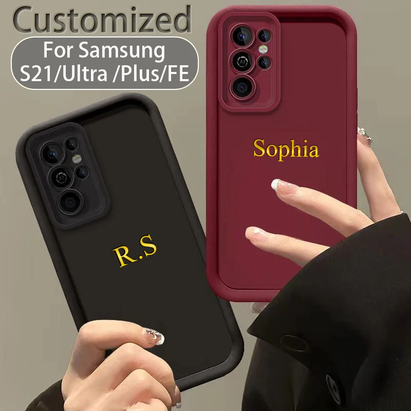 For Samsung Galaxy S21 Ultra Plus Personalized Custom Initials Name Case S21 FE S21 Ultra S21 Plus Candy Bumper Shockproof Cover