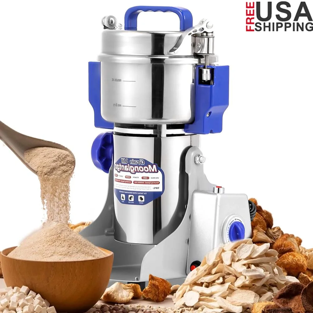 High Speed 2500W Stainless Steel Grinder Mill 800g Electric Spice Pulverizer Dry Grinding Machine Cereal Spices Herb Animal Feed