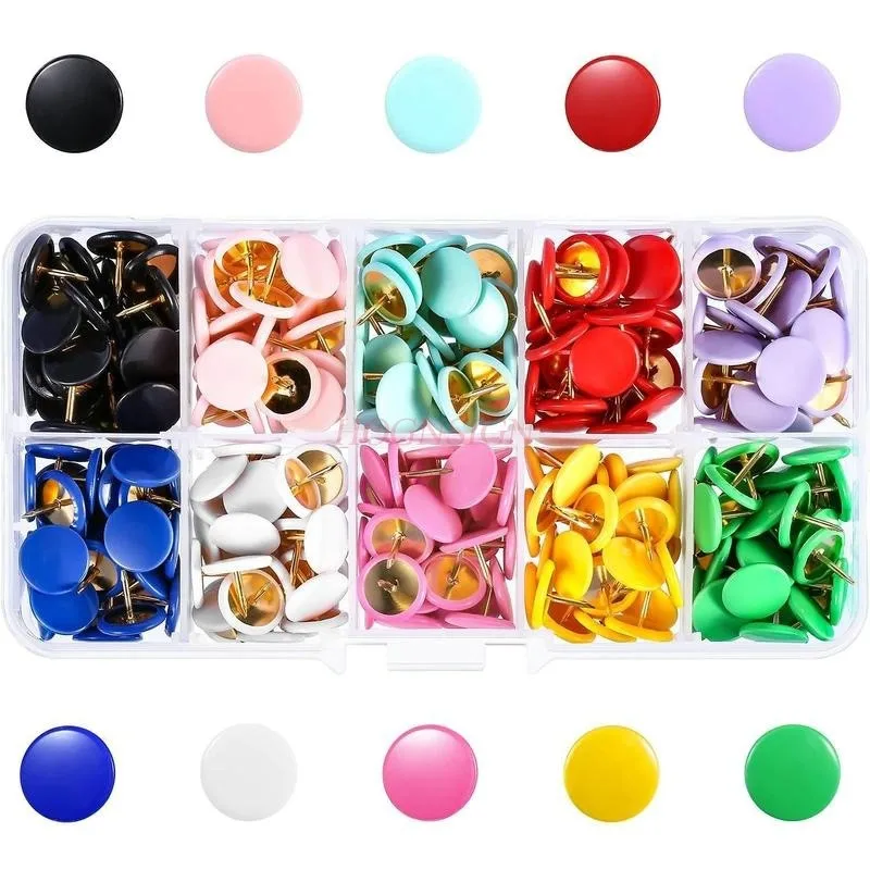 300pcs Candy colored push pins, colored circular flat nails, soft wooden boards, felt, photos, wall decorations