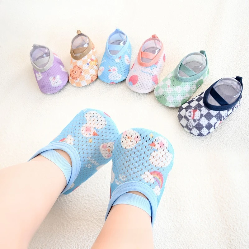 Spring Summer Anti Slip Children Floor Shoes Cute Cartoon Mesh Walking Shoes Baby Soft Soled Socks Boys and Girls Floor Socks