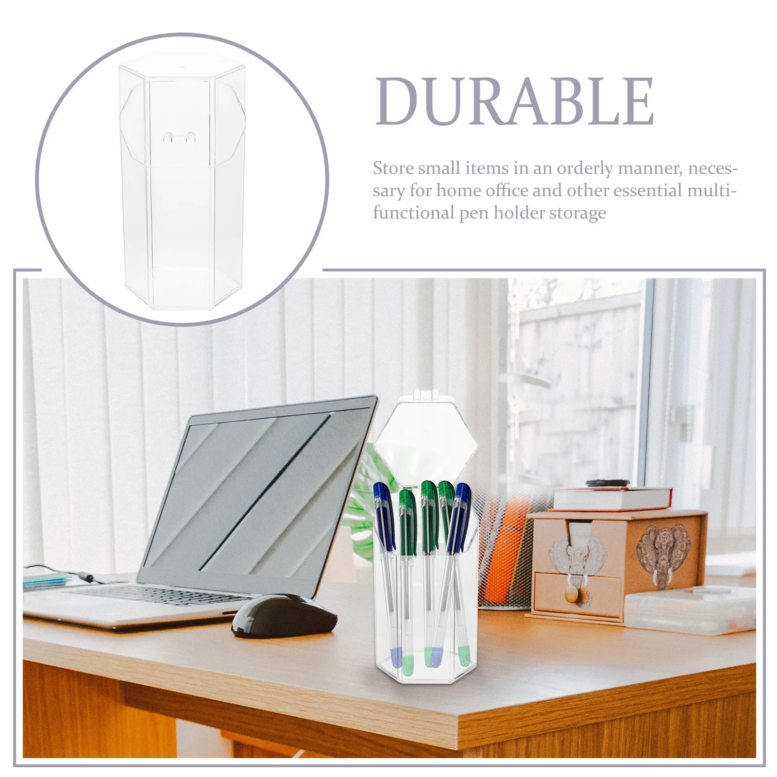 Multi Functional Clear Pen Holder Large Capacity Desk Organizer for Writing Pens Pencils Makeup Brushes Office Desktop Storage