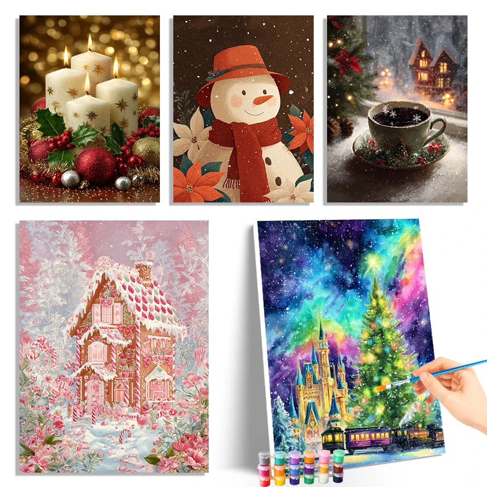 

GATYZTORY Painting By Numbers Modern Christmas Decoration Painting Canvas Wall Art Drawing Brushes Arts Crafts Handmade Wall Art