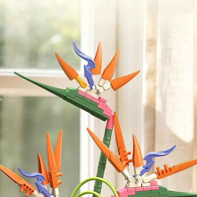 Tropical Bird‑of‑Paradise Flower Building Blocks Realistic Plant DIY Model Home Desktop Decor Collectible Hobby Ornament Gift view 3
