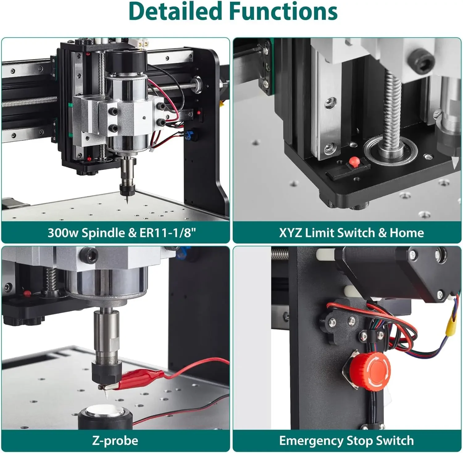 AnoleX CNC Router Machine 3030-Evo Pro, All-Metal XYZ Axis Dual Steel Linear Guides with 300W Spindle, Z-Probe, Limit Switches