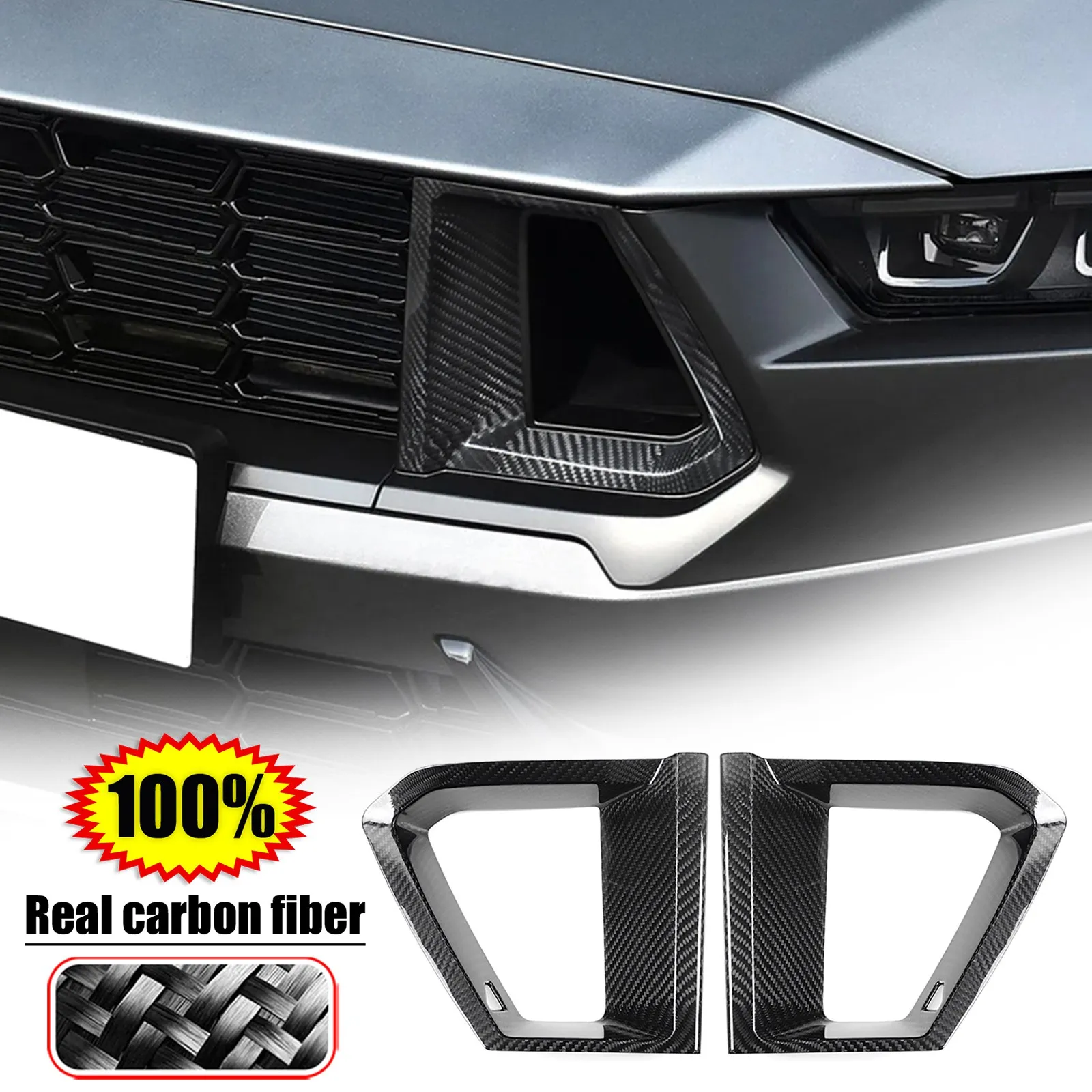2PCS Front Grille Side Air Vent Inserts Trim For Ford Mustang 2024+
