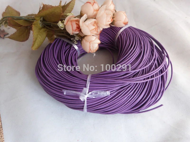 100meter/lot 1.5/2mm Purple  Round Leather Cord.have more color options