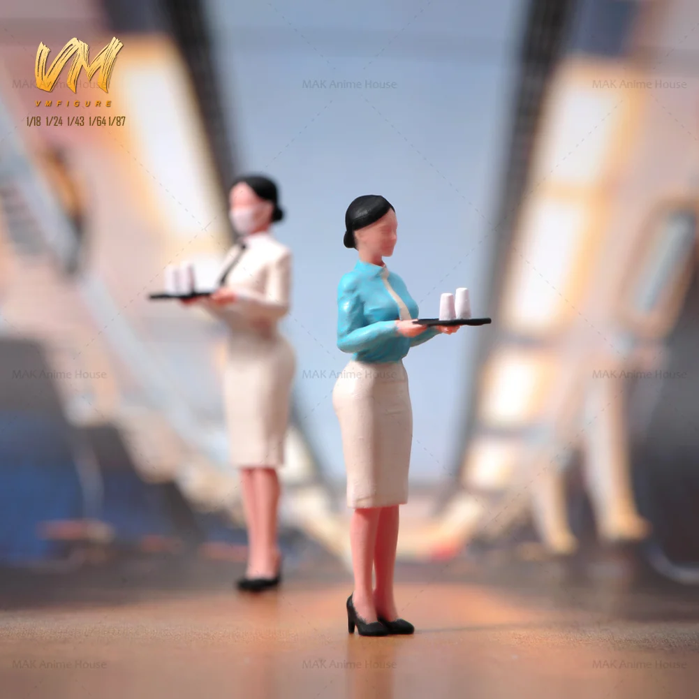 Miniatures Figures 1/87 1/64 1/43 1/24 1/18 Korean Flight Attendants Elegantly Serve Water Female Model Creative Scene Props Toy