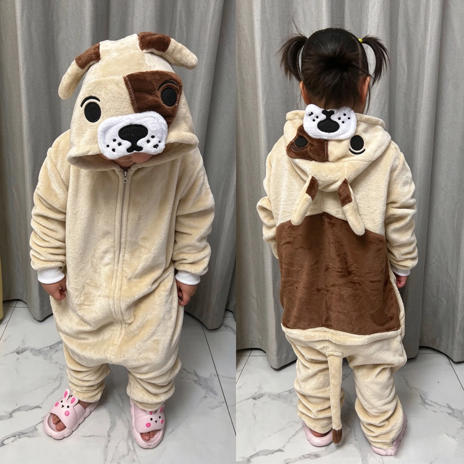 Dog Cattoon Flannel Pajamas For Kids Autumn Winter Boy Girls Pyjamas Jumpsuit Children Christmas Halloween Pajama Party Costume