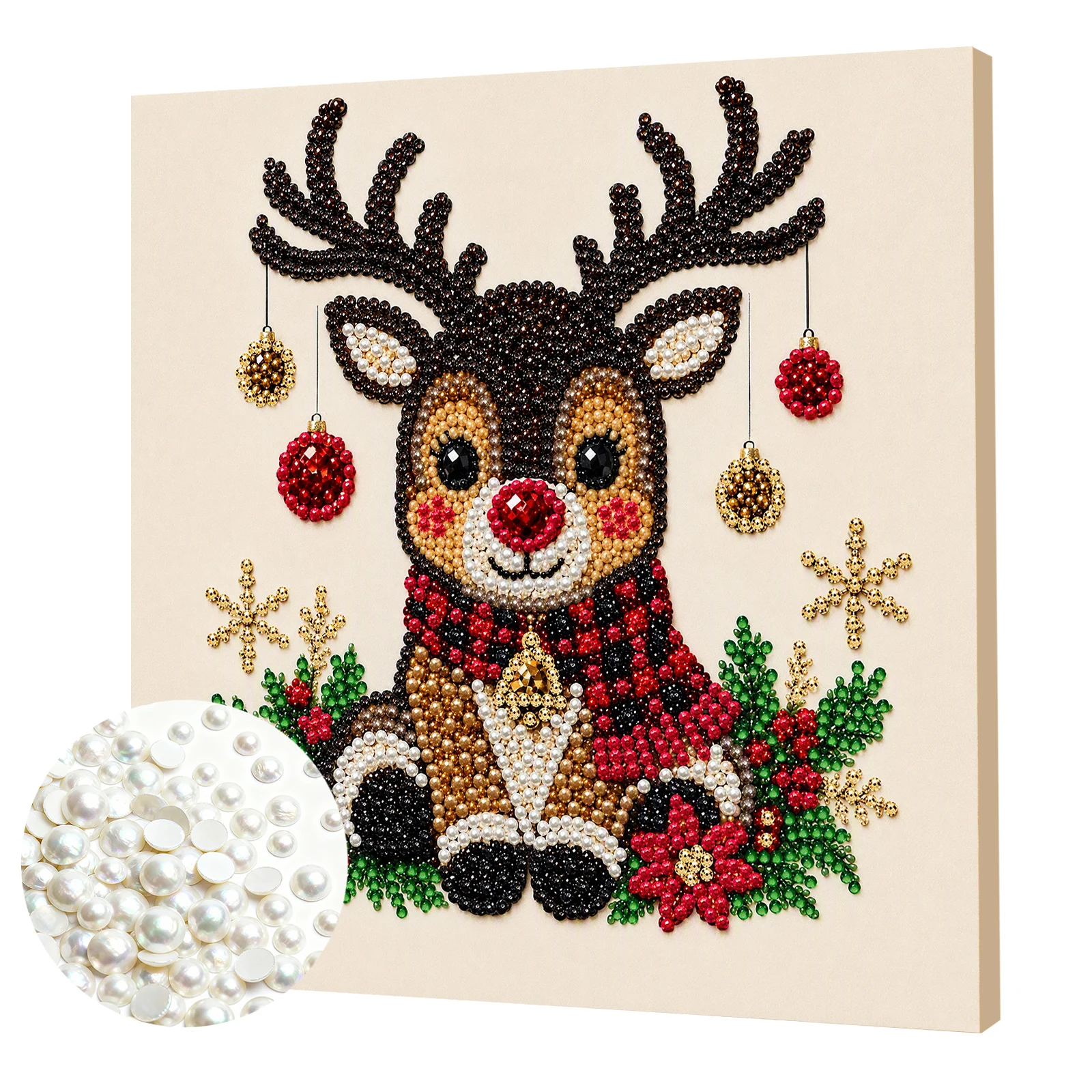 DIY Pearl Gem Painting Kit 20x20cm With Built-in Frame Self-Adhesive Canvas 3D Dot Art Complete Craft Set Wall Decor