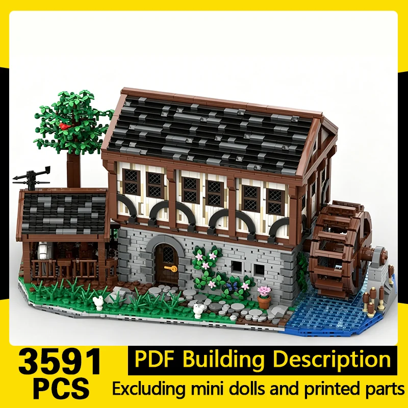 

Medieval Castle Model MOC Building Bricks Old Grain Mill Modular Technology Gifts Holiday Assemble Children Toys Suit