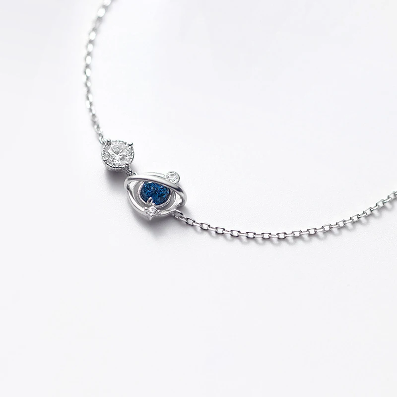 Modian Hot Sale 925 Sterling Silver Blue Crystal Planet Chain & Link Bracelets For Women Fashion Wedding Korea Style Jewelry