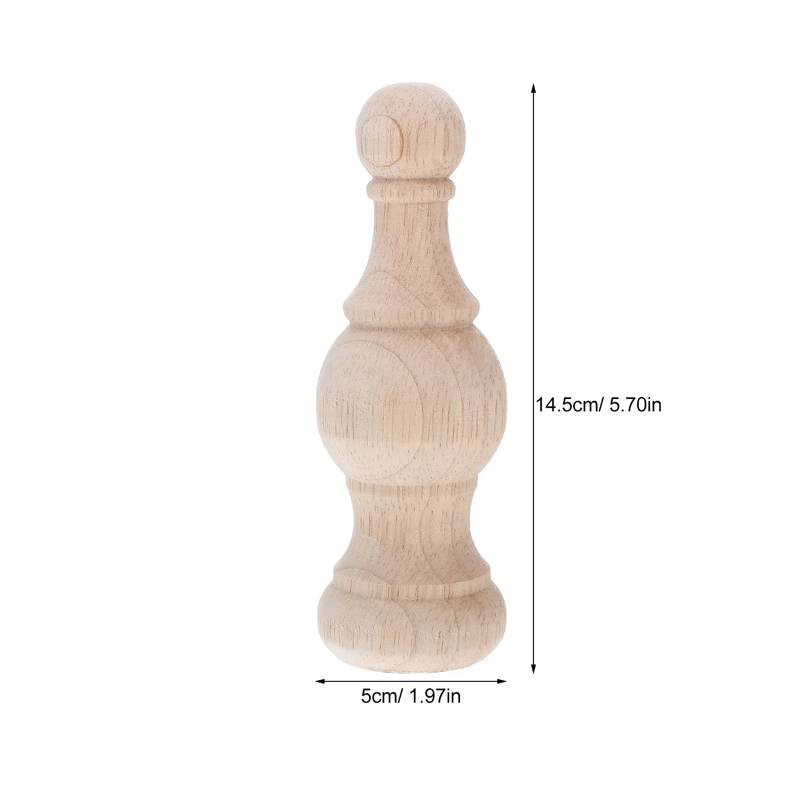 Unfinished Wooden Finials Solid Wood Bed Post Staircase Curtain Rod Furniture Decor 5x15cm Khaki Carved Wood Finial