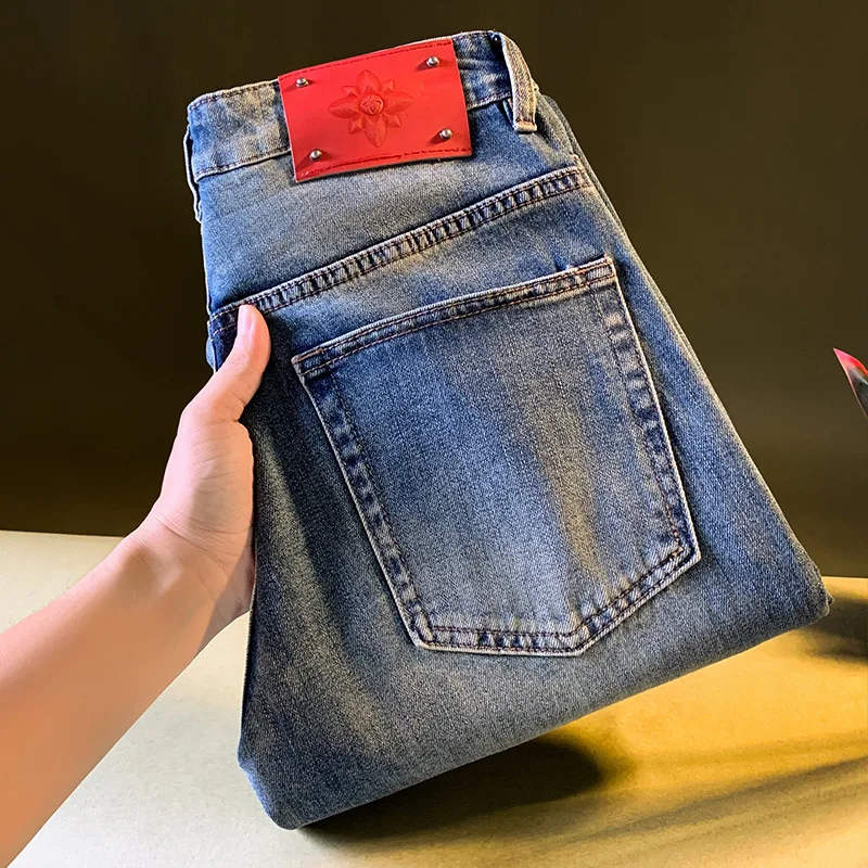 春と秋のメンズレトロストレートレッグジーンズ、トレンディなカジュアルファッション、多用途の韓国スタイル、ルーズパンツ