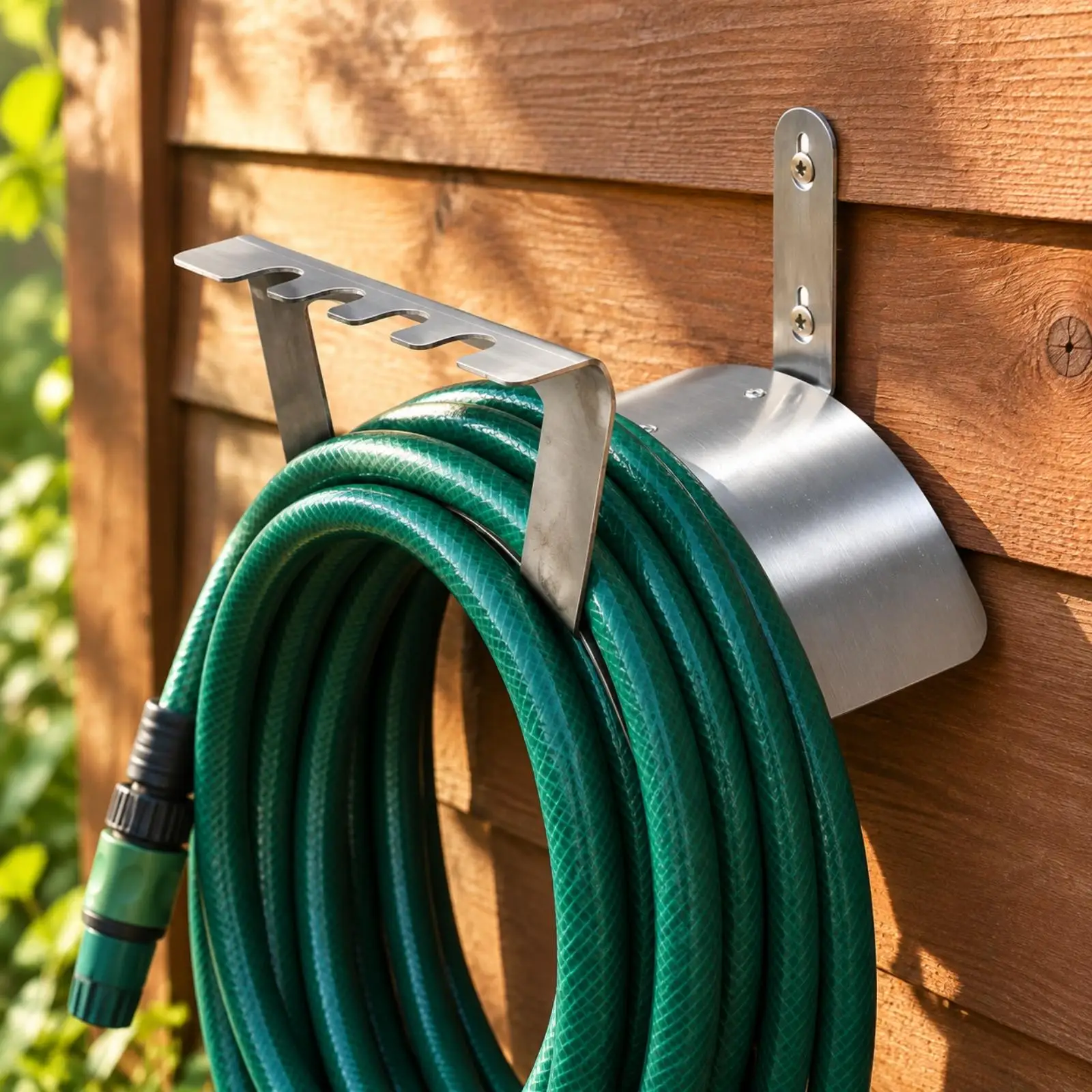 Heavy Duty Stainless Steel Hose Hanger Wall Mount for Water Hose Coil Storage Rust Resistant Outdoor Rack