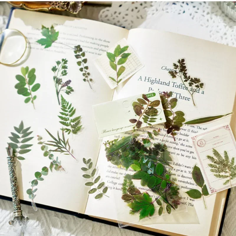 40pcs/set Natural Flower Stickers for Scrapbooking Self-Adhesive DIY Journal Supplies Card Making Letter Decor