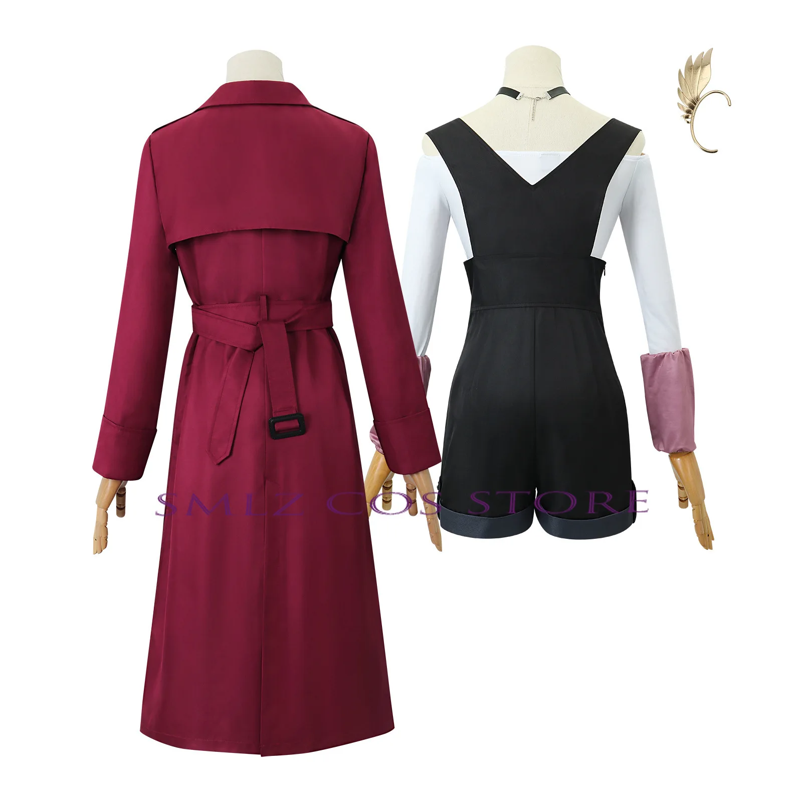 Rouge Cosplay Anime Metallic Rouge Cosplay Kostuum Uniform Rode Loopgraaf Rompertjes Pruik Set Halloween Partij Rol Outfit Voor Vrouwen