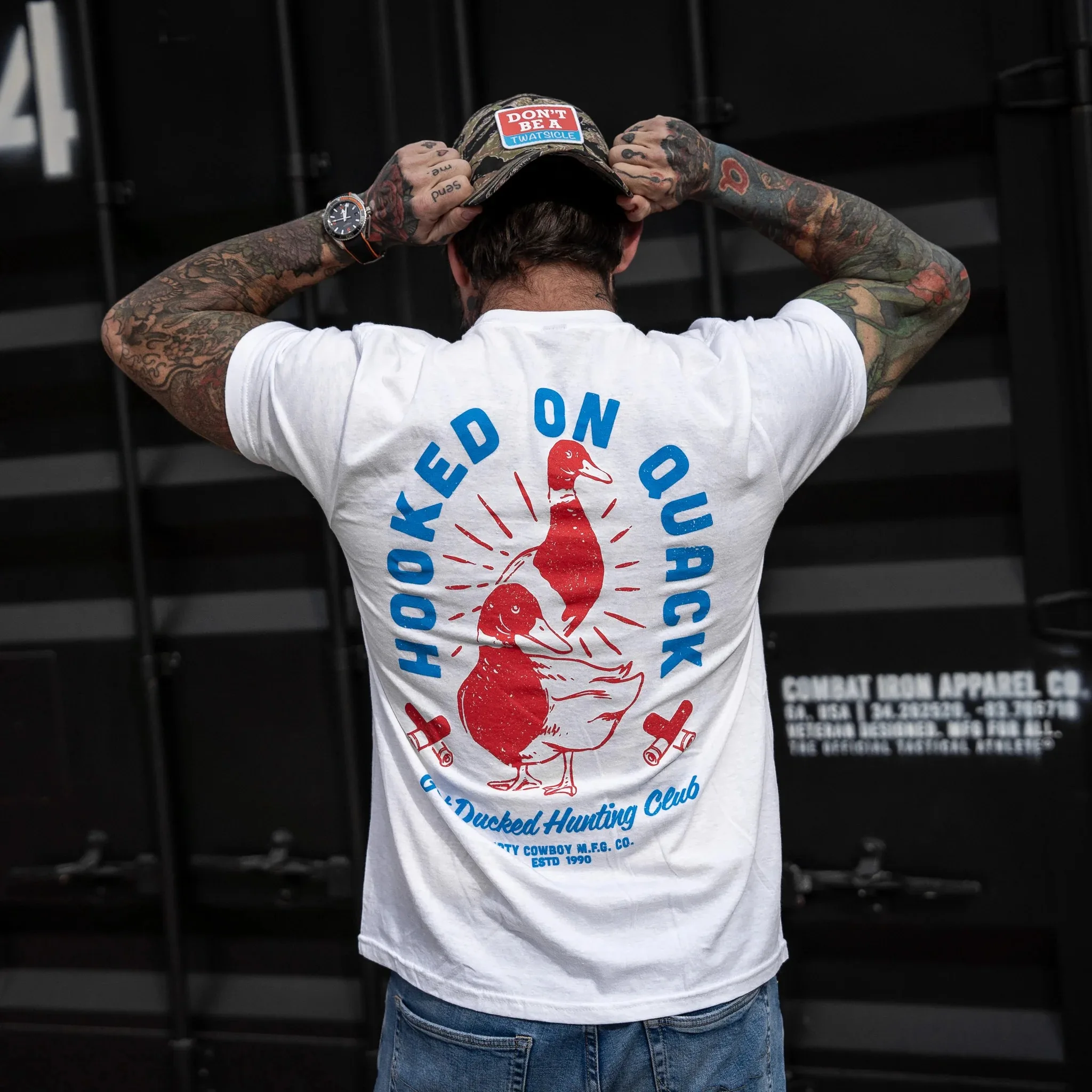 

Hooked on Quack Hunter ' Get Ducked' Men's T-Shirt High-end Luxury Is for Both Men and Women Top Y2k 2025 Summer