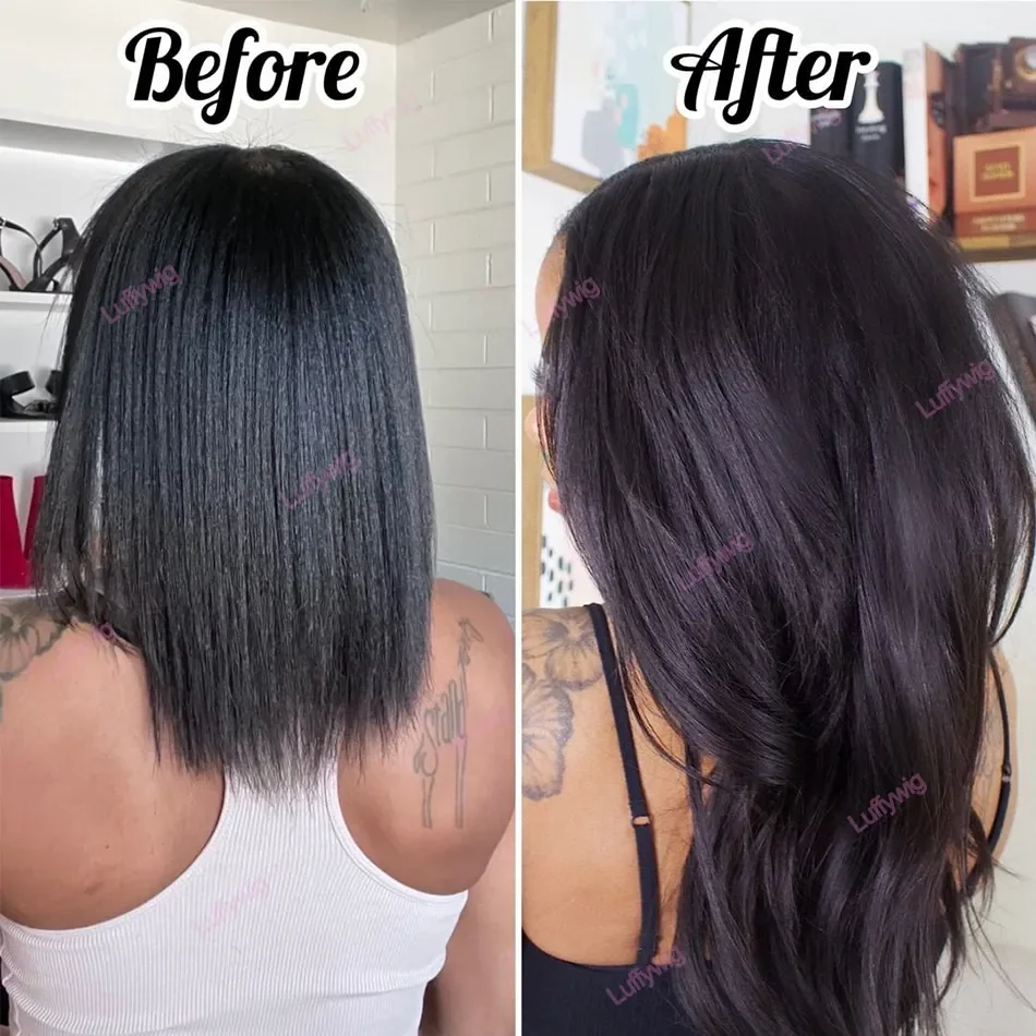 Yaki-Extensions de Cheveux Lisses Sans Couture PU pour Femmes Noires, Vrais Cheveux Remy Brésiliens, réinitialisation Ins Skin Trame réinitialisation-on, 100G Luffy