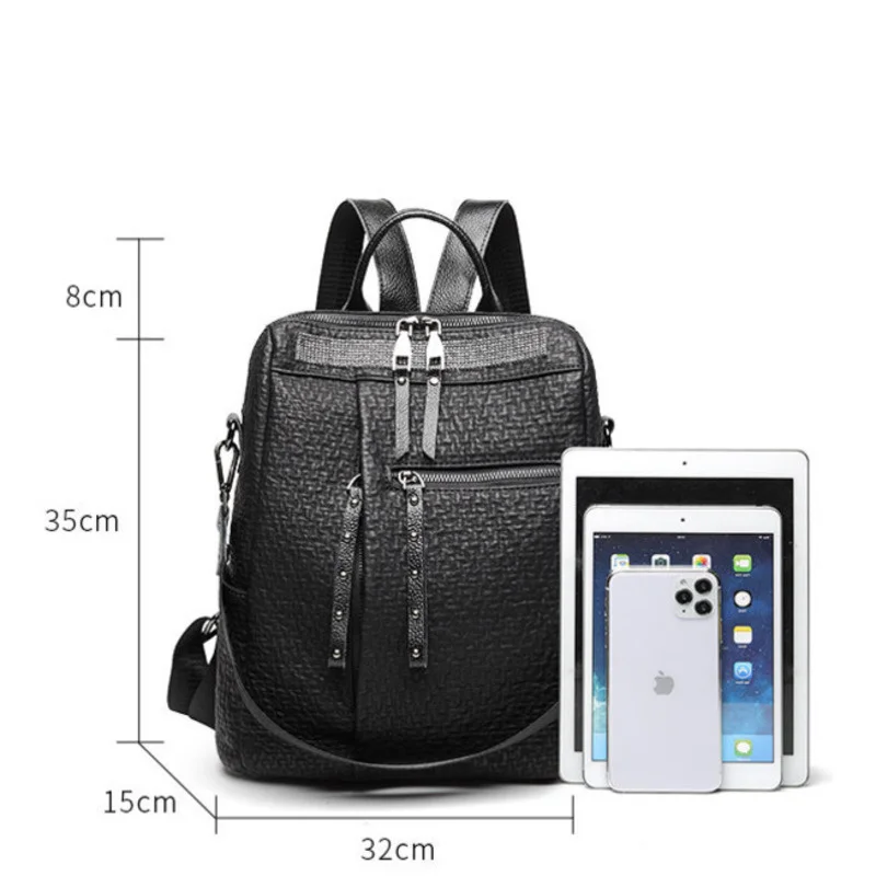 2024 New Fashion Korean Style Women Backpacks Large Capacity Anti-theft Travel Backpack For Female All-match Leisure Leather Bag